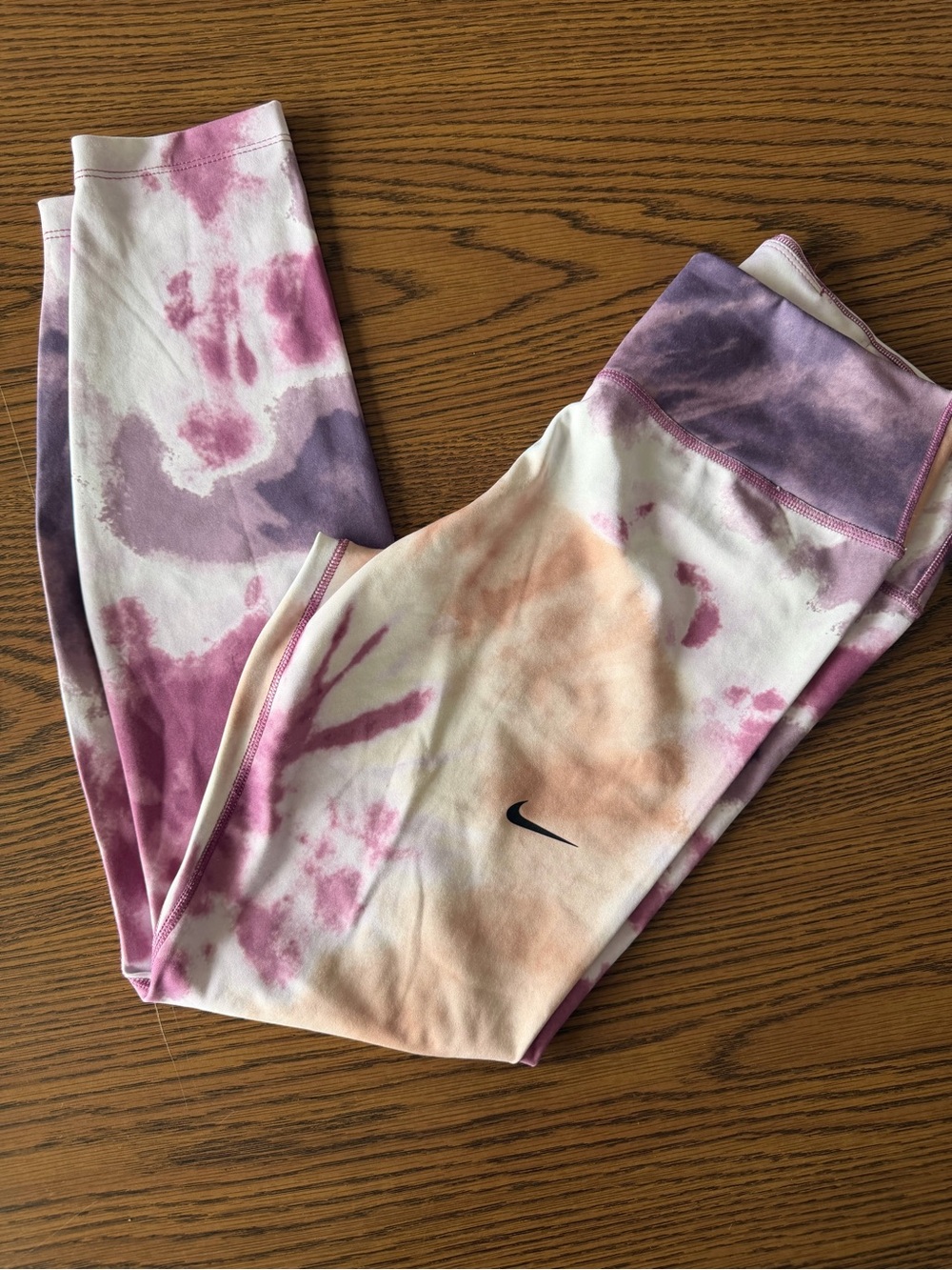 Nike Women’s  Tie-Dye Leggings in Pink, Purple and Cream